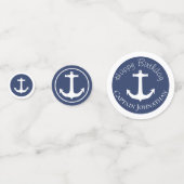 Nautical Navy Blue en White Boat Anchor Confetti (Achterkanten)