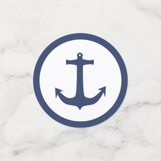 Nautical Navy Blue en White Boat Anchor Confetti (Kleine voorkant)