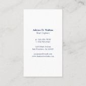 Nautical Navy Blue en White Monogram verticaal Visitekaartje (Achterkant)