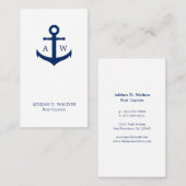 Nautical Navy Blue en White Monogram verticaal Visitekaartje (Voorkant / Achterkant)
