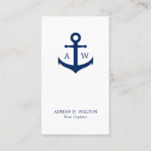 Nautical Navy Blue en White Monogram verticaal Visitekaartje (Voorkant)