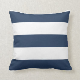Nautical Navy Blue en White Striped Pillow Kussen