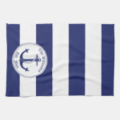 Nautical Navy Blue en White Striped Theedoek (Horizontaal)