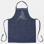 Nautical Navy Blue familienaam Lake House Schort (Voorkant)