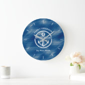 Nautical Navy Blue Family Name Anchor Beach House Grote Klok (Huis)