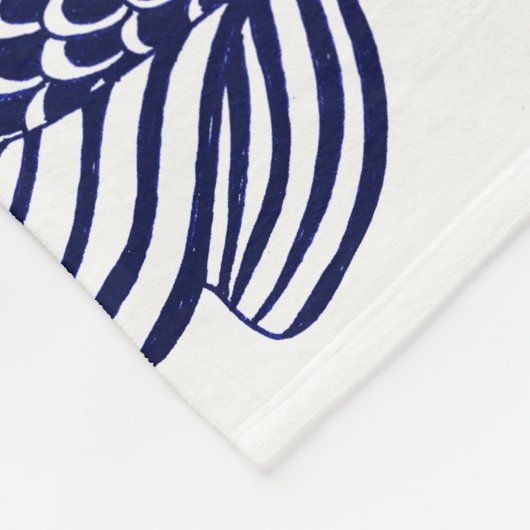 Nautical Navy Blue Fish Head | Gepersonaliseerd Fleece Deken (Hoek)