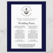 Nautical Navy Blue Floral Anker bruiloft programma (Achterkant)