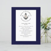 Nautical Navy Blue Floral Anker bruiloft programma (Staand voorkant)