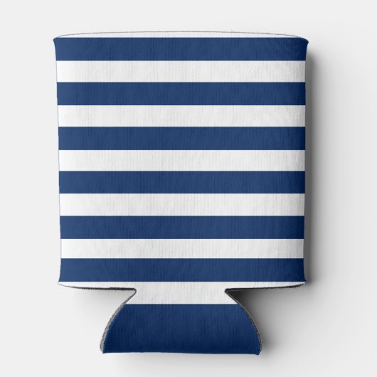 Nautical Navy Blue Gestreepte roze bloemenbruiloft Blikjeskoeler (Achterkant)