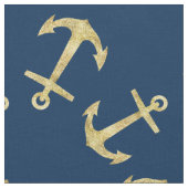 Nautical Navy Blue Glitter Anchor Pattern Stof (Close Up)