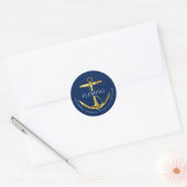 Nautical Navy Blue Gold Anchor Address Label (Envelop)