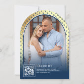 Nautical Navy Blue Gold Anchor Arch Vrijgezellenfe Kaart (Achterkant)