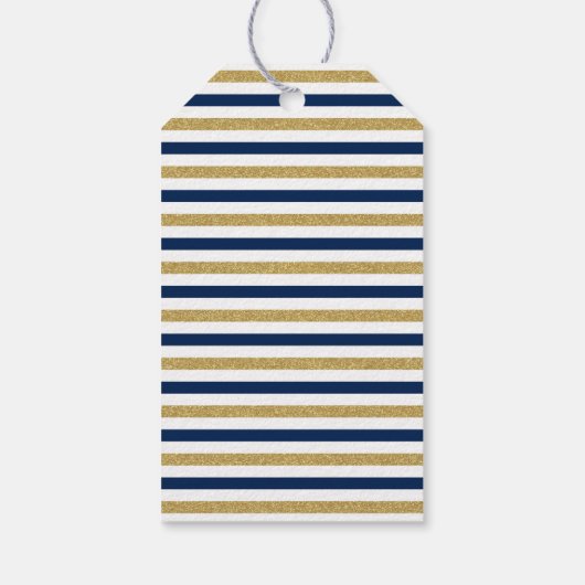 Nautical Navy Blue Gold Anchor Cadeaulabel (Achterkant)