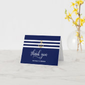 Nautical Navy Blue Gold Anchor Dank je huwelijk Kaart (Gele Bloem)