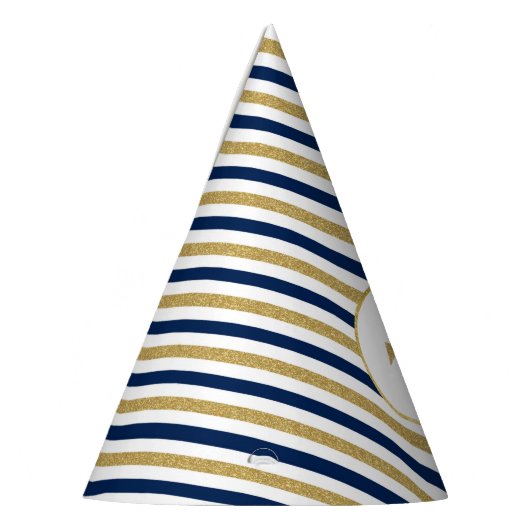 Nautical Navy Blue Gold Anchor Feesthoedjes (Links)