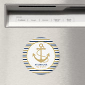 Nautical Navy Blue Gold Anchor Magneet (Insitu (Vaatwasser))