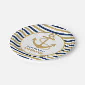 Nautical Navy Blue Gold Anchor Papieren Bordje (Gekanteld)