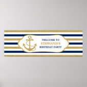 Nautical Navy Blue Gold Anchor Poster (Voorkant)