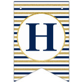 Nautical Navy Blue Gold Anchor Vlaggetjes (Tweede vlag)