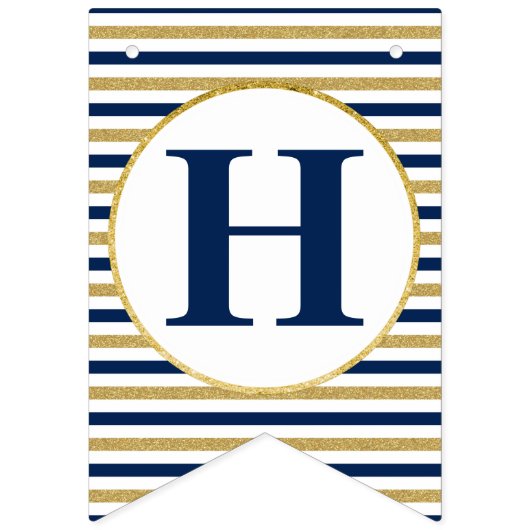 Nautical Navy Blue Gold Anchor Vlaggetjes (Tweede vlag)