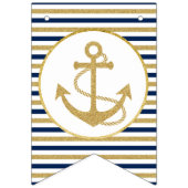 Nautical Navy Blue Gold Anchor Vlaggetjes (Eerste vlag)