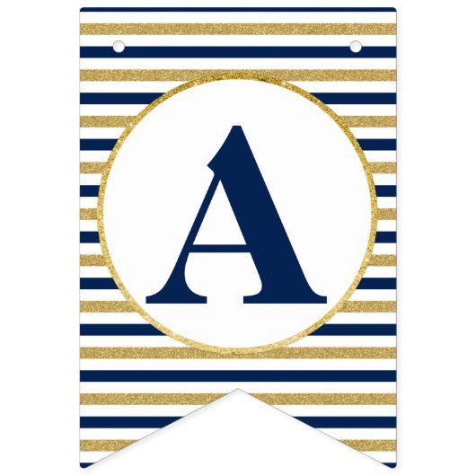 Nautical Navy Blue Gold Anchor Vlaggetjes (Derde vlag)