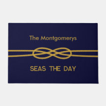 Nautical Navy Blue Gold Rope Custom Names