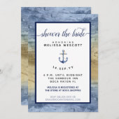 Nautical Navy Blue & Gold Waterverf Vrijgezellenfe Kaart (Voorkant / Achterkant)