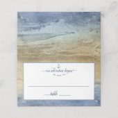 Nautical Navy Blue Gold Waterverf Weddenschap Plaatskaartje (Buitenkant ongevouwen)