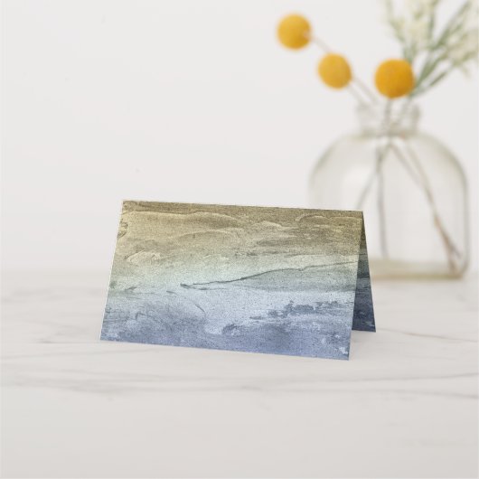 Nautical Navy Blue Gold Waterverf Weddenschap Plaatskaartje (Achterkant)