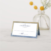 Nautical Navy Blue Gold Waterverf Weddenschap Plaatskaartje (Voorkant)