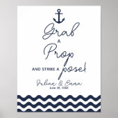 Nautical Navy Blue Grab a prop staking Print (Voorkant)