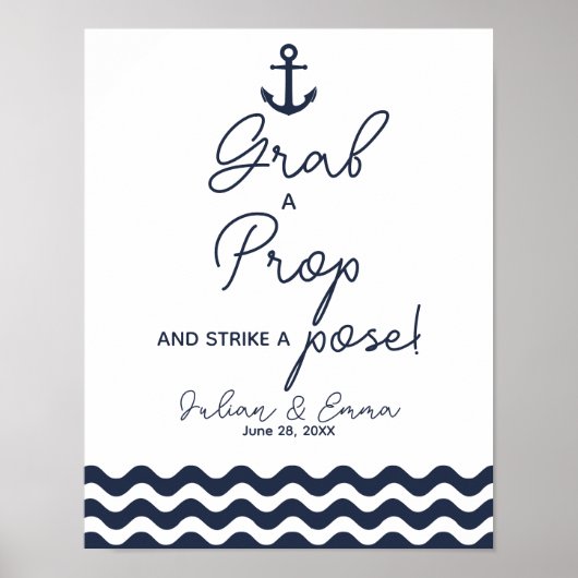 Nautical Navy Blue Grab a prop staking Print (Voorkant)