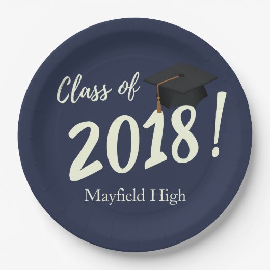 Nautical Navy Blue Graduation Party Papieren Bordje (Voorkant)