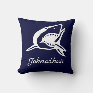 Nautical Navy Blue Great White shark Name Ocean Kussen