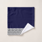Nautical Navy Blue Grey Seashell Monogram initiaal Bad Handdoek (Wasdoekje)