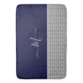 Nautical Navy Blue Grey Seashell Monogram initiaal Badmat (Voorkant Verticaal)
