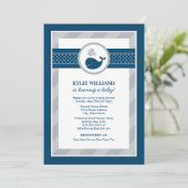 Nautical Navy Blue Grey Whale Boy Baby shower Kaart (Staand voorkant)