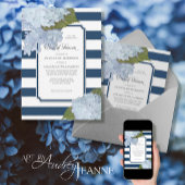 Nautical Navy Blue Hydrangea Modern Vrijgezellenfe Kaart
