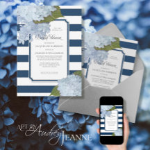 Nautical Navy Blue Hydrangea Modern Vrijgezellenfe