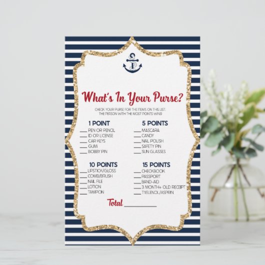 Nautical Navy Blue in je Baby shower Game Briefpapier (Staand voorkant)