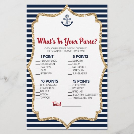 Nautical Navy Blue in je Baby shower Game Briefpapier (Voorkant)