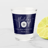 Nautical Navy Blue Joy Zand dollar Kerstshot Shot Glas (Voorkant)