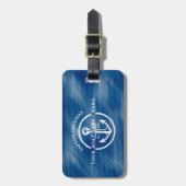 Nautical Navy Blue Kapitein Naam Bagagelabel (Voorkant verticaal)