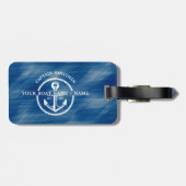 Nautical Navy Blue Kapitein Naam Bagagelabel (Achterkant horizontaal)