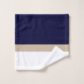 Nautical Navy Blue Khaki White Anchor Monogram Bad Handdoek (Wasdoekje)