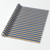 Nautical Navy Blue Lines Faux Rustic Brown Kraft Cadeaupapier (Uitgerold)
