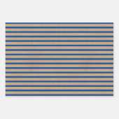 Nautical Navy Blue Lines Faux Rustic Brown Kraft Inpakpapier Vel (Voorkant)