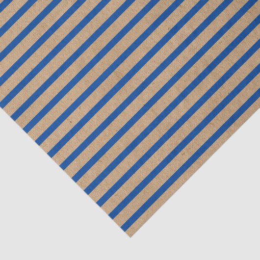 Nautical Navy Blue Lines Faux Rustic Brown Kraft Tissuepapier (Detail)