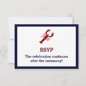 Nautical Navy Blue Lobster Wedding RSVP-kaarten RSVP Kaartje (Achterkant)